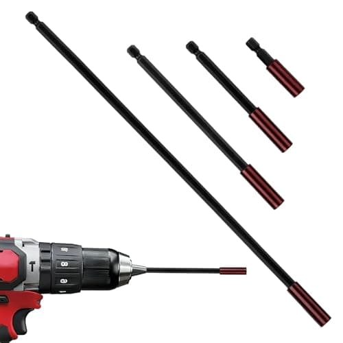 Image of 4 Pack Magnetic Drill Bit Extension Holder, 1/4 Inch Impact Drive Hex Extension Holder Set Screwdriver Extension Bit Holders 48mm 95mm 145mm 295mm for Impact Drill Bar Tool Adapters Nuts Screws