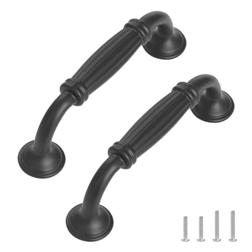 Image of TsunNee 12PCS Vintage Cabinet Handles, Cupboard Door Handles, European Bow Pulls, Antique Drawer Handles, Furniture Door Pull Handles for Kitchen Bedroom, 96mm 3.78 Inches Hole Distance, Black