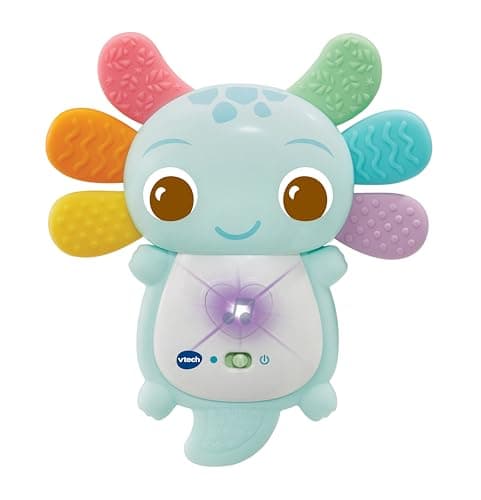 Image of VTech Baby Rainbow Colours Axolotl Teether, Interactive Sensory Toy with Lights & Melodies, Tactile Stimulation, Gift for Ages 3, 6, 9 Months+, English Version