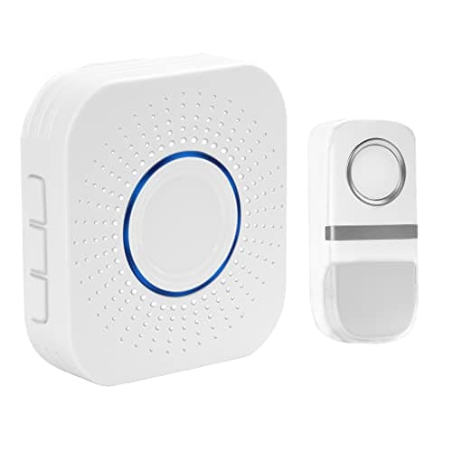 Image of Wireless Doorbell [Self-Generating Power], Senelux IP55 Waterproof Door Bell, 1 Push Button (No Battery Required) and 1 Wall Plug-in Receivers, with 150+ Meter Range, 58 Chimes & 4 Level Volume
