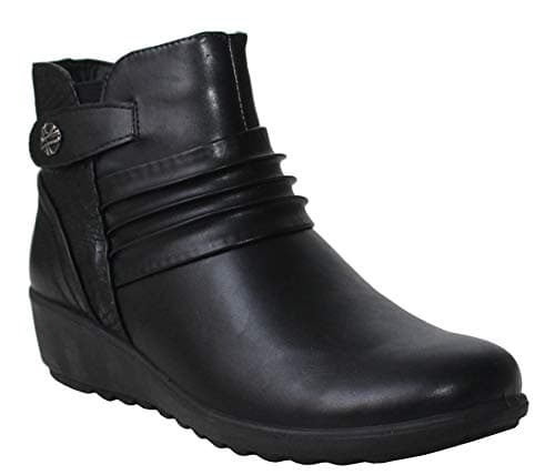 Image of Cushion Walk Womens Ladies Lightweight Zip Up Girls Casual Comfort Ankle Boots UK Sizes 4-8 (UK 8, Black/Snake)