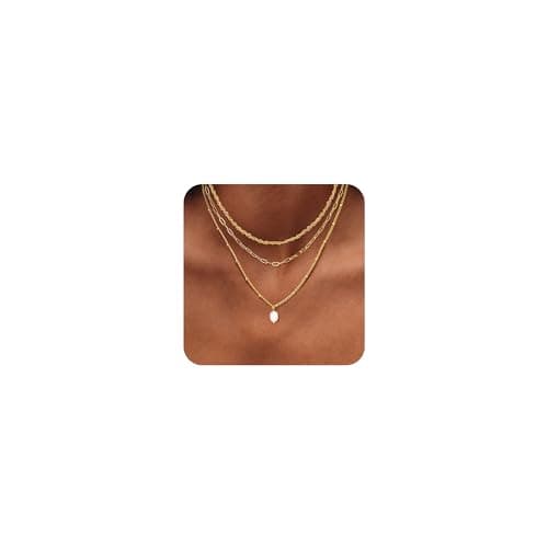 Image of Kakonia Gold Necklaces for Women 14K Gold Plated Layered Necklace Zirconia Sun Heart Pendant Necklace Set Adjustable Chain Herringbone Paperclip Choker Necklaces for Women Dainty Jewellery Gift-3P3