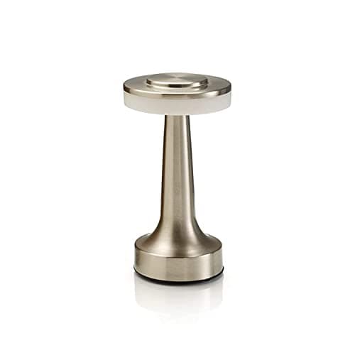 Image of Auraglow Satin Nickel Rechargeable Touch Control Cordless LED Table Lamp - Perfect for Bedside Tables, Hotels and Restaurants