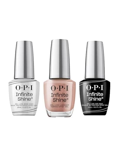 Image of OPI Infinite Shine Long-wear Nail Polish, Gel-Like Nail Varnish with no UV lamp needed, 3-Step System for up to 11 days of vibrant colour, Base Coat & Nail Polish & Top Coat, Dulce de Leche, 3x 15ml