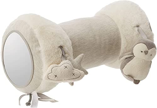 Image of Mamas & Papas Tummy Time Roll, Interactive Soft Baby Pillow with Integrated Rattle, Wish Upon A Cloud