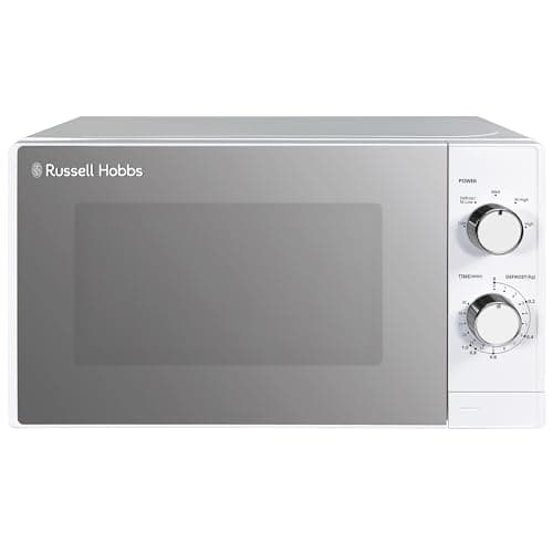 Image of Russell Hobbs 20 Litre 800W White Solo Manual Microwave, 5 Power Levels, Integrated Timer and Defrost Function, Easy Clean RHM2027