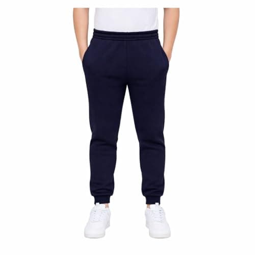 Image of KHIM Jogging Trouser Tracksuit Bottom Pant Kids Unisex Girls Boys Activewear (UK, Age, 7 Years, 8 Years, Regular, Navy Blue)