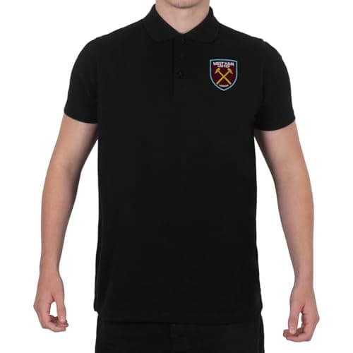 Image of West Ham United FC Official Football Gift Mens Crest Polo Shirt Black Large