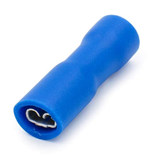 Image of Heschen Female Quick Disconnects Vinyl Fully Insulated 2.8 x 0.5 mm Cable Terminal for 1.5-2.5mm² (16-14 AWG) Blue 100Pack