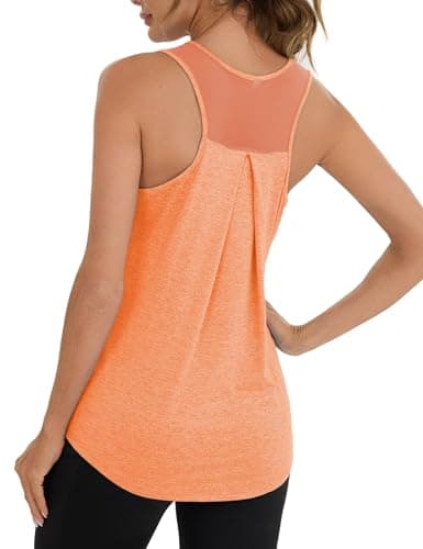 Image of Terecey Gym Tank Top for Women UK Activewear Fitness Mesh Backless Top Yoga Sleeveless Shirts Lightweight Functional Vest Tops, Orange XL