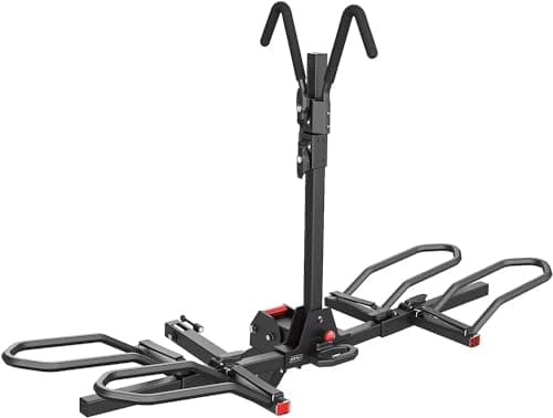 Image of KYX Bike Rack for Car Hitch Mount for 2 Bikes Up to 160LBS Load, E-Bike Platform Rack Quick Tilt Release, Foldable, Anti-Wobble and Double Lock System Bicycle Car Rack for 2'' Receiver, SUV, RV