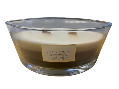 Image of Crackle Wick Scented Candle, Ellipse Glass Jar with Lid, 485g, Cosy Winter Nights, Long-Lasting Aromas