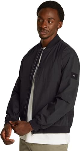 Image of Tommy Hilfiger Men’s Branded Bomber Jacket with Baseball Collar, Black (Black), M