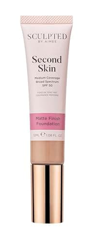 Image of Second Skin Matte Liquid Face Foundation from Sculpted by Aimee - 32ml Buildable, Medium Coverage Foundation with Matte Finish, Hyaluronic Acid, Collagen Boosting Formula, SPF 50, (Medium 4.0)