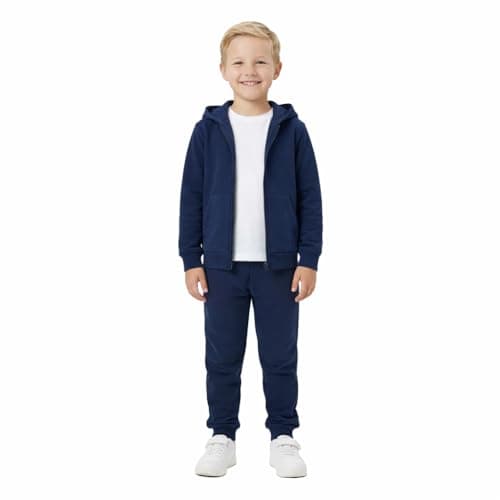 Image of Gift Hub Kids Tracksuit for Boys & Girls | Unisex Fleece Hooded Zip-Up Jumper & Jogger Bottom Set | Soft, Warm & Durable Activewear | Perfect for School, Sports & Everyday Wear | Age 11-12, Navy