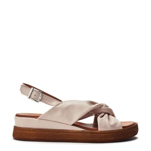 Image of Moda in Pelle Women's Kalmia Cameo Leather Low Wedge Heeled Sandals 4
