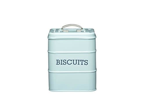 Image of KitchenCraft Living Nostalgia Airtight Metal Biscuit Tin, Biscuit Barrel/Storage Container, 14.5 x 19 cm - Vintage Blue
