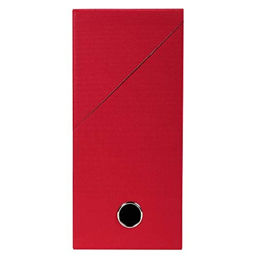 Image of Exacompta - Ref 89425E - Canvas Transfer Box - 250 x 330mm in Size, Suitable for Storing A4 Documents, 120mm Spine, Metal Finger Hole, Spine Label - Red