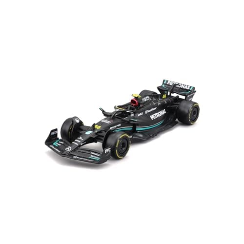 Image of Bburago Formula 1 F1 MB W14 2023 (Hamilton) Race Car - 1:43 Scale - Incredibly Detailed Die-Cast Replica Collectible Model Vehicle, Black