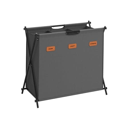 Image of SONGMICS Laundry Hamper, Laundry Basket, 135 L Laundry Sorter 3 Sections, Collapsible X-Frame, Clothes Organiser with Customisable Labels, Laundry Room, Bedroom, Bathroom, Slate Grey LCB130G01