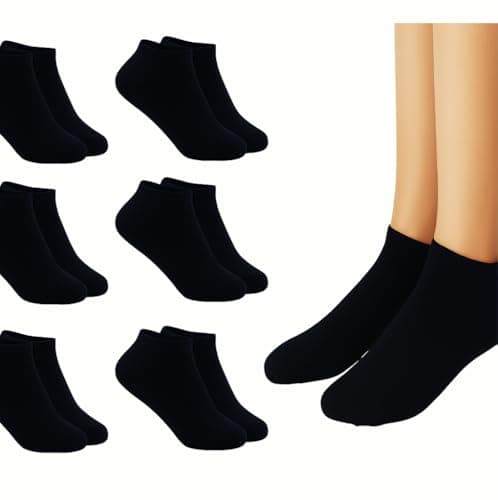 Image of A2Z 4 Kids 6 Pack Girls Boys Plain Trainer No Show - Socks AZ750 Black 6 Pack 10-14