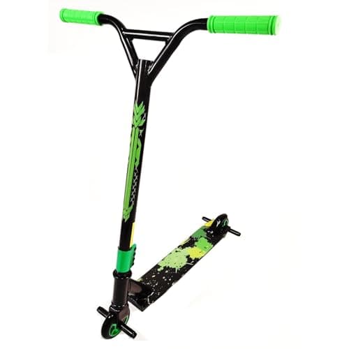 Image of Rexco Stunt Scooter Childrens Kids Adults Fixed Bar Pro Push Kick 360 Degree Wheel Trick Street (Green)