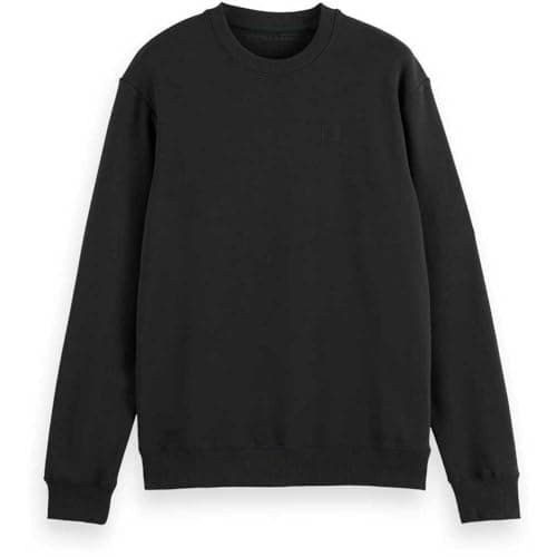 Image of Scotch & Soda Mens Essential Badge Logo Crewneck Sweatshirt, Black, XXL UK