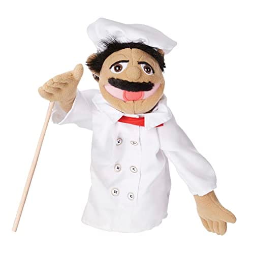 Image of Melissa & Doug Chef Puppet With Detachable Wooden Rod for Animated Gestures