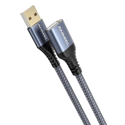 Image of ANMIEL USB 3M Braided Extension Cable Type A Male to Female Data Transfer Cord With Gold-Plated Connector for, Hard Drive, Scanner, Camera, Keyboard, Card Reader, USB Disk