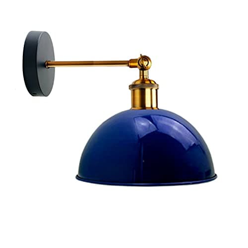 Image of LEDSone Industrial Dome Shade Wall Lights Indoor Navy Blue Wall Lamps, Vintage E27 Metal Wall Sconces Lights for Bedroom, Living Room, Kitchen, Hallway, Restaurant, Bar