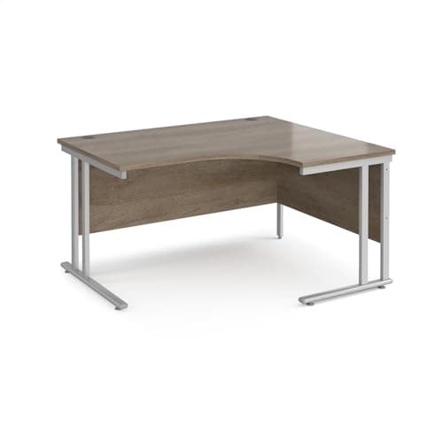 Image of Mr Office Maestro 25 right hand ergonomic desk - silver cantilever leg, Nebraska Oak, 1400