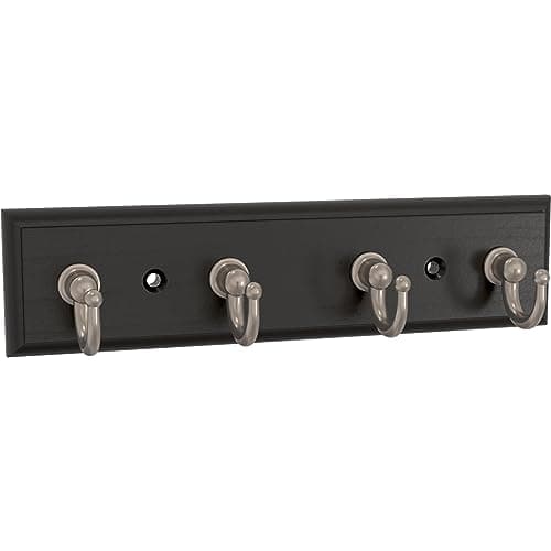 Image of Franklin Brass Key Tidy (1-Pack) Matte Black Key Holder 7' Wall Mount Small Item Rack 4 Hooks for Wall, Hallway, Entry Small Keychain Rail Organizer B46711K-218-R