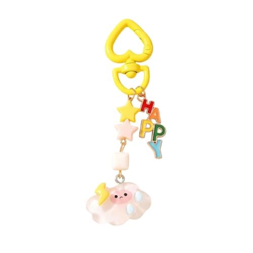 Image of Cloud Keychain, Star Resin Keyring, Galaxy Charm, Metal Bead Pendant, Detachable Purse Ornament, Cute Bag Decor, Fashion Accessory For Women And Girls, Home Hanging Decoration, Birthday Gift (White)