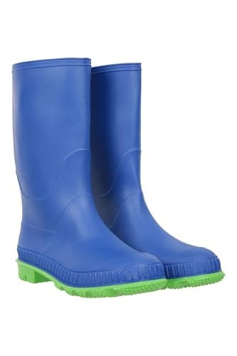 Image of Mountain Warehouse Plain Kids Wellies - Waterproof, Soft Jersey Lined Wellington Boots, Gripped Sole, Boys & Girls - Spring Summer, Rain, School, Outdoors Cobalt Junior Shoe Size 4