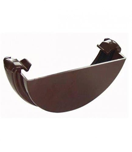 Image of FLOPLAST 112mm Half Round Gutter External Stop End - Brown - Pack of 2