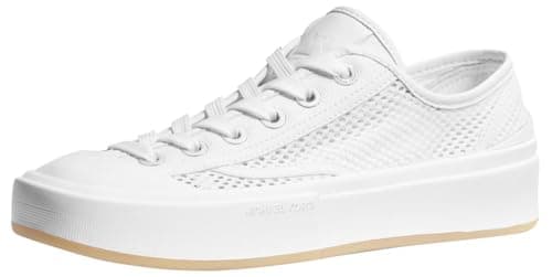 Image of Michael Kors Women's Jude Lace Up Sneaker, Small Weave Canvas/Optic White, 6