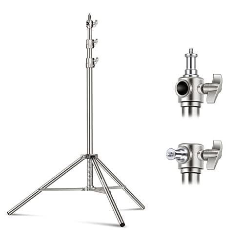 Image of NEEWER 7.2ft/2.2m Stainless Steel Light Stand, Spring Cushioned Heavy Duty Photography Tripod Stand with 1/4” to 3/8” Screw Adapter for Strobe,LED Video Light,Ring Light, Monolight, Softbox
