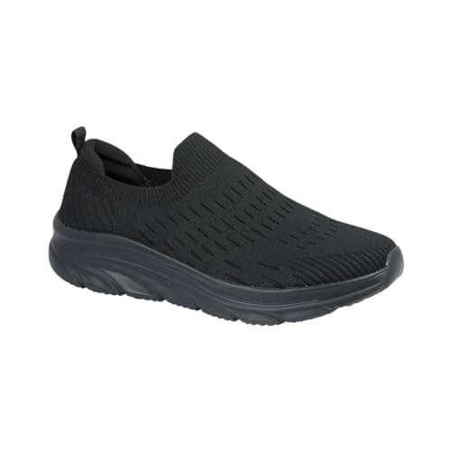 Image of Dek Women's Fly Knit Mesh Slip-On Superlight Trainer L 433 (Black, UK Footwear Size System, Adult, Women, Numeric, Medium, 6)