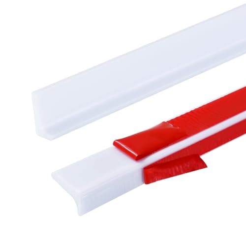 Image of 3 Meters L Shape 3cm Shower Threshold Water Barrier Dam for Wet Room Floor Bathroom Shower Tray Sealing Strip,Kitchen Sink Bathtub Countertop Retaining Edging Strip (White,Two Adhesive Backing)