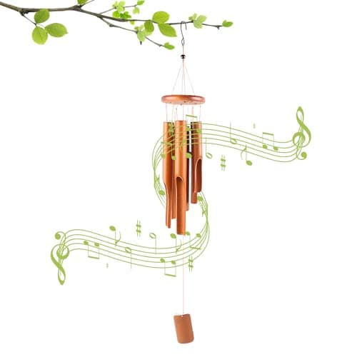 Image of Bamboo Wind Chimes, 6 Tubes Memorial Wooden Wind Chimes, 75 cm Garden Wind Chimes with S-hook, Outdoor Hanging Ornaments for Garden, Yard, Terrace