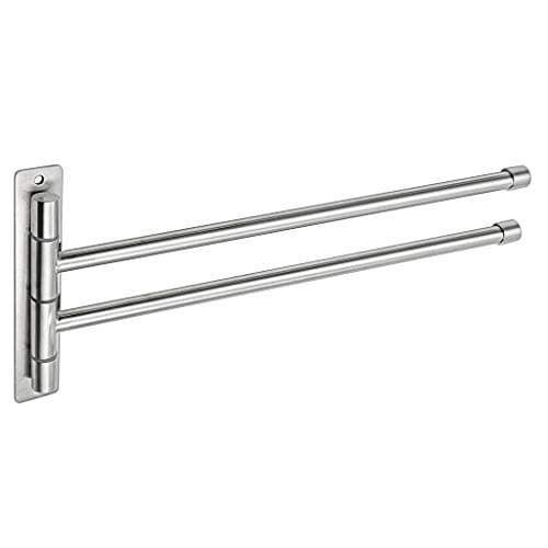 Image of BTSKY™ New Wall-Mounted Stainless Steel Bathroom Kitchen Towel Rack Holder with Extra Long 2 Bars Swivel Bars