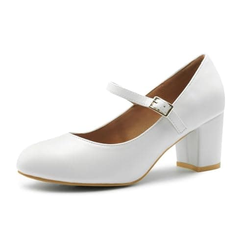 Image of Womens Mid Block Heels Mary Jane Ankle Strap Court Shoes Ladies Comfort Support Work Pumps Formal Smart Office Low Heeled Strappy Slip On Cushioned Dolly Wide Fit Extra Wide Fitting Width Light Shoes
