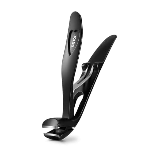 Image of BEZOX Angled Head Nail Clippers for Seniors - Ergonomic Toenail Clipper for Thick Nails, Premium Steel Nail Cutter Trimmer with Catcher for Men and Women (Black)