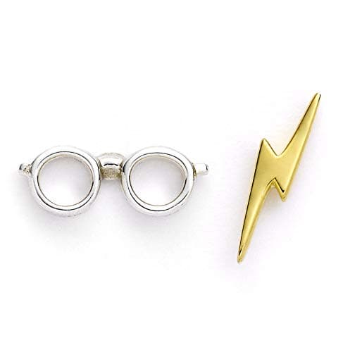 Image of Official Harry Potter Sterling Silver Lightning Bolt & Glasses Stud Earrings by The Carat Shop