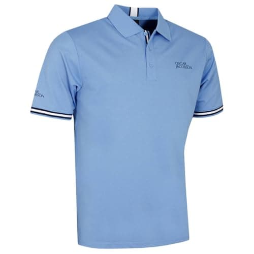 Image of Oscar Jacobson Mens Durham Tour Golf Polo Shirt - Dodger Blue/White/Navy - XL