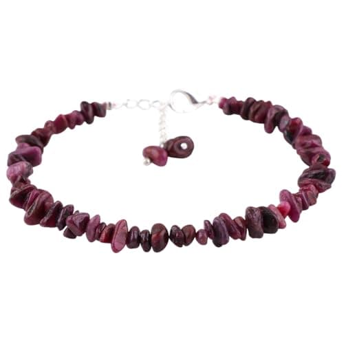 Image of Gemkora Natural Ruby Crystal Bracelet Women Jewellery, Chips Nuggets Beaded Bracelets, Gift Bracelet, Special Event Jewellery, Silver 8 inch Bracelets