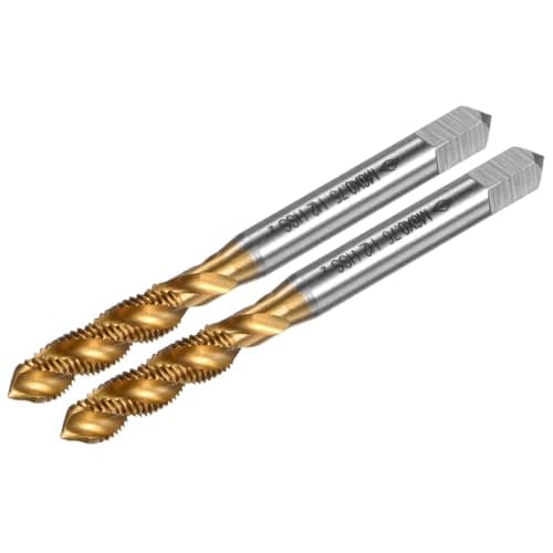 Image of M METERXITY 2-Pack M6x0.75mm Metric Spiral Flute Thread Tap, HSS Titanium Coated Right Hand Threading Tap Screw for Drilling/Milling Machines/CNC Machine Tools, Tapping Tool