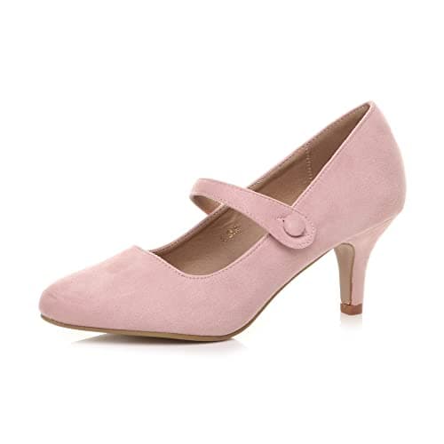 Image of AJVANI Low mid Heel Mary Jane Strap Work Party Court Shoes Size 5 38