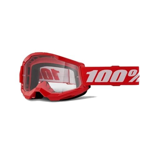 Image of 100 Percent Strata II Clear Unisex MTB Goggles (Red/White/Clear Lens)