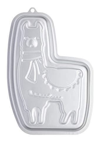 Image of KitchenCraft Sweetly Does It Llama Cake Tin, Novelty Birthday Cake Pan with Recipe, Silver Anodised Aluminium, 28.5 x 18.5 cm